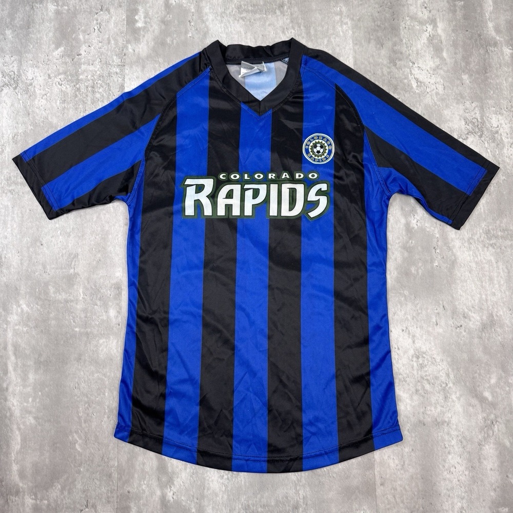 Vintage Colorado Rapids Jersey Youth XL Blue Signed Soccer MLS Short Sleeve